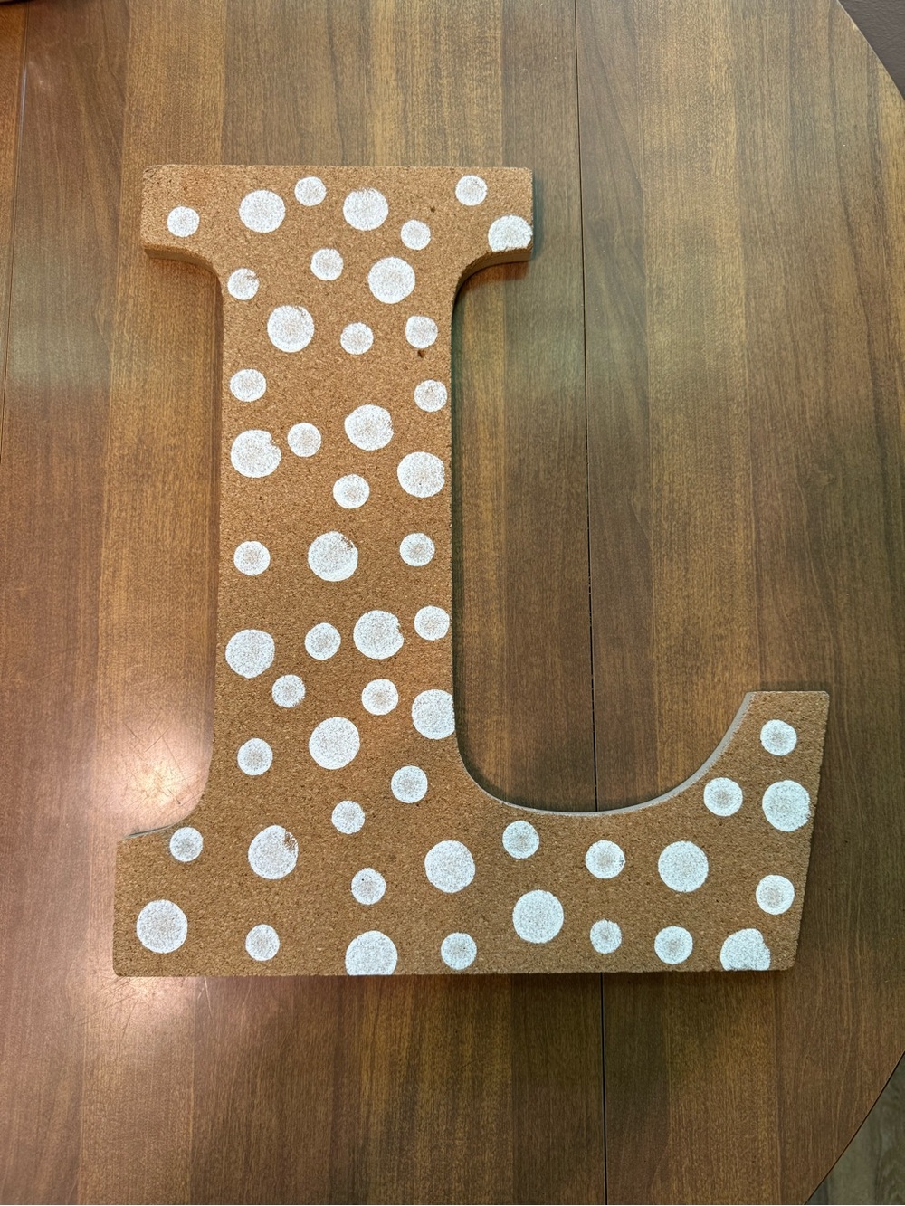 Hobby Lobby Cork Letter L with White Polka Dots